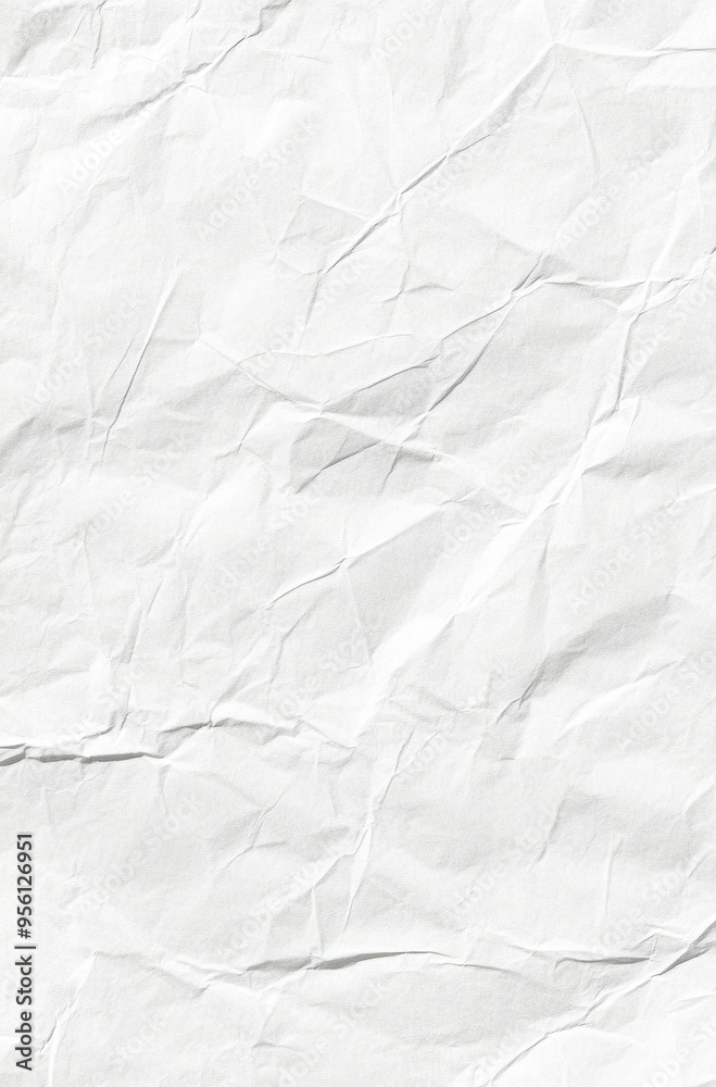 Obraz premium Crumpled White Paper Texture with Deep Creases and Shadows