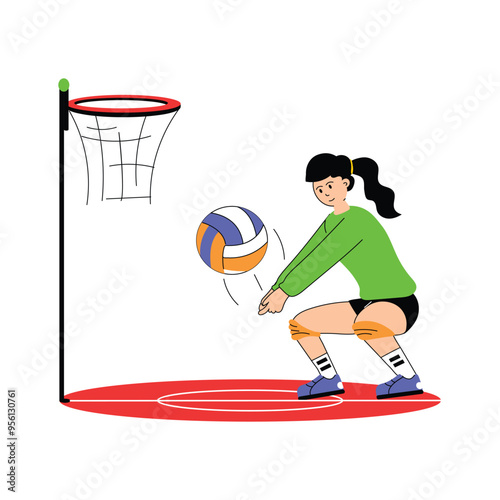 Volleyball illustration in modern style, ready for premium use