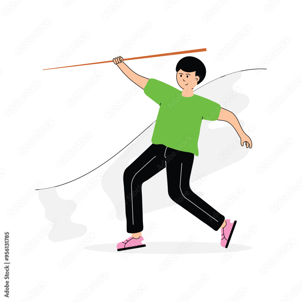 Obraz premium Athlete releasing a javelin with full power and focus