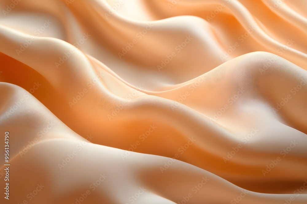 Close-up of abstract wavy satin fabric creating a soothing and elegant texture, highlighting soft light and shadows. Perfect for backgrounds, textiles, and design inspiration.