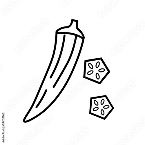 オクラの線画アイコン