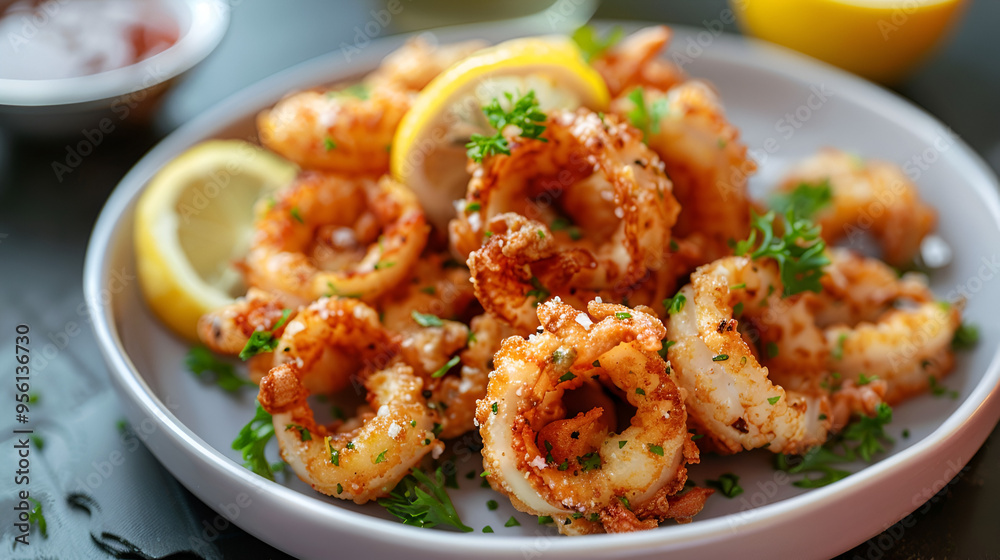 fried calamari with lemon ai genrative fried calamari with lemon ai genrative