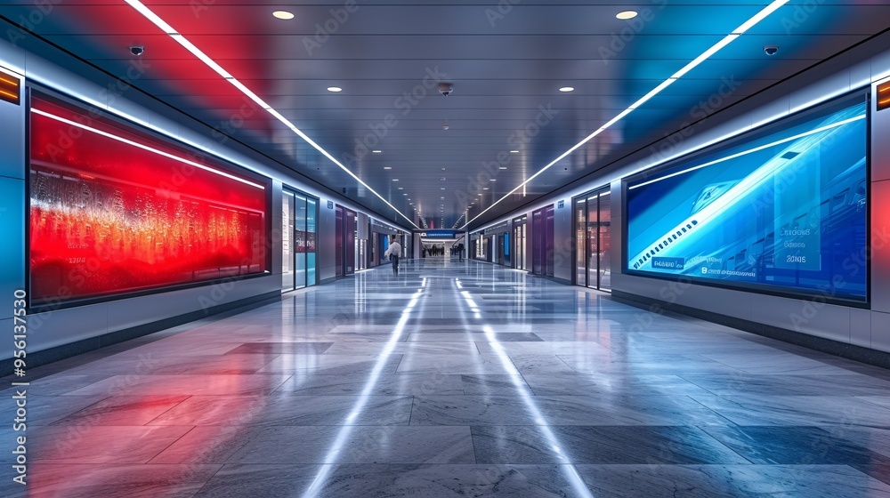 bustling public area envision a large pristine