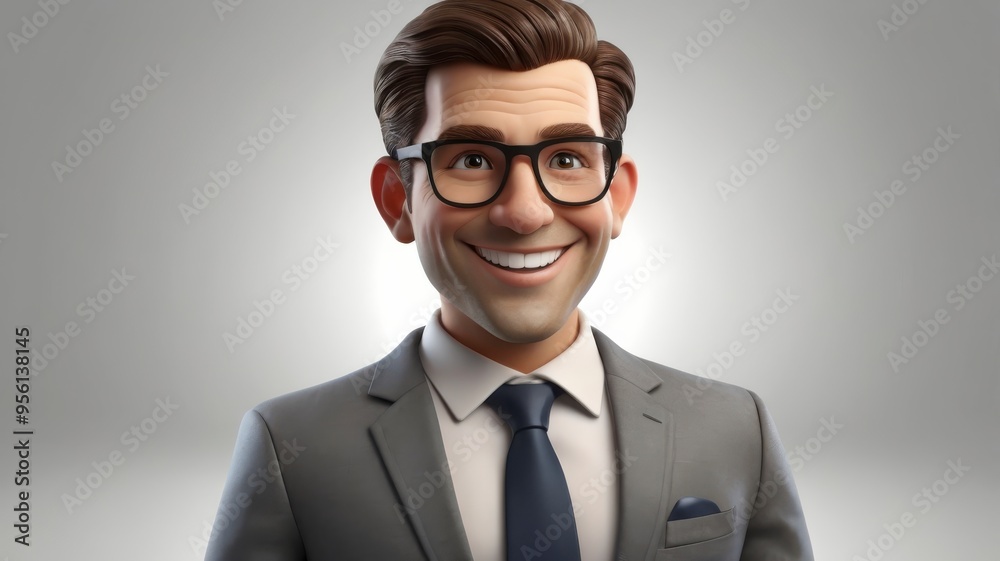 Smiling 3D business character on white background Smiling 3D business character on white background