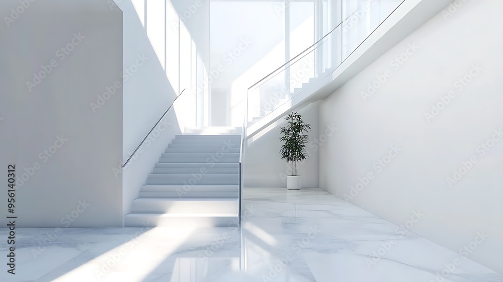 Obraz premium Modern White Staircase Interior Design