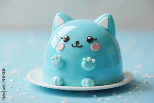 beautiful green blue cat, illustration