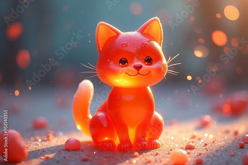 beautiful jelly cat, illustration