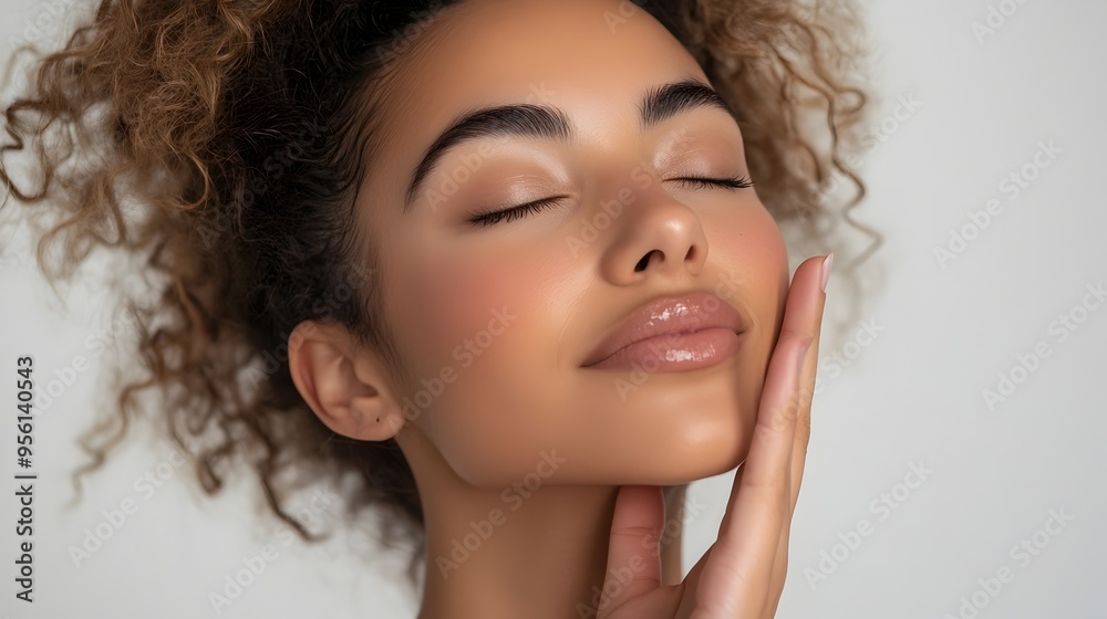 Serene Woman with Glowing Skin Enjoying Relaxing Spa Experience Serene Woman with Glowing Skin Enjoying Relaxing Spa Experience