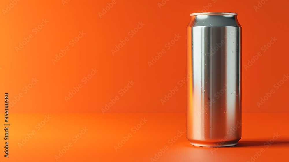 Mockup of a blank metal soda can with a bright orange backdrop Mockup of a blank metal soda can with a bright orange backdrop