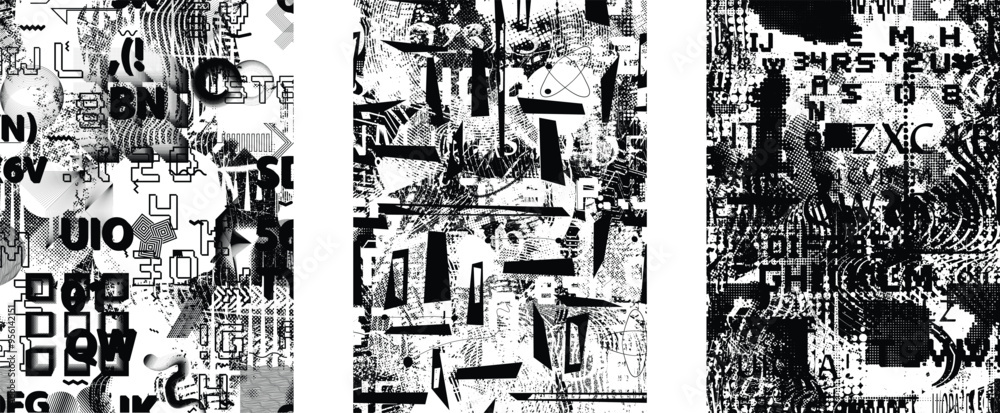 Glitch distorted grungy abstract forms . Cyber punk pattern texture. Halftone dots .Futuristic background . Glitched shapes with dots and lines .Screen print pattern texture Glitch distorted grungy abstract forms . Cyber punk pattern texture. Halftone dots .Futuristic background . Glitched shapes with dots and lines .Screen print pattern texture