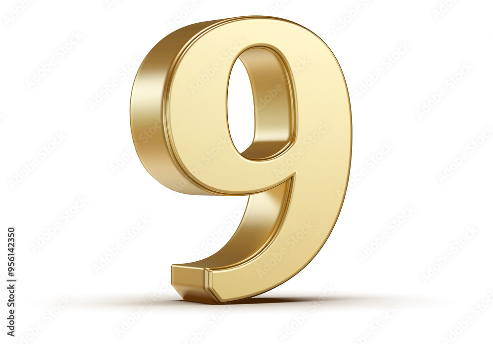 Gold 3D Number 9 Gold 3D Number 9