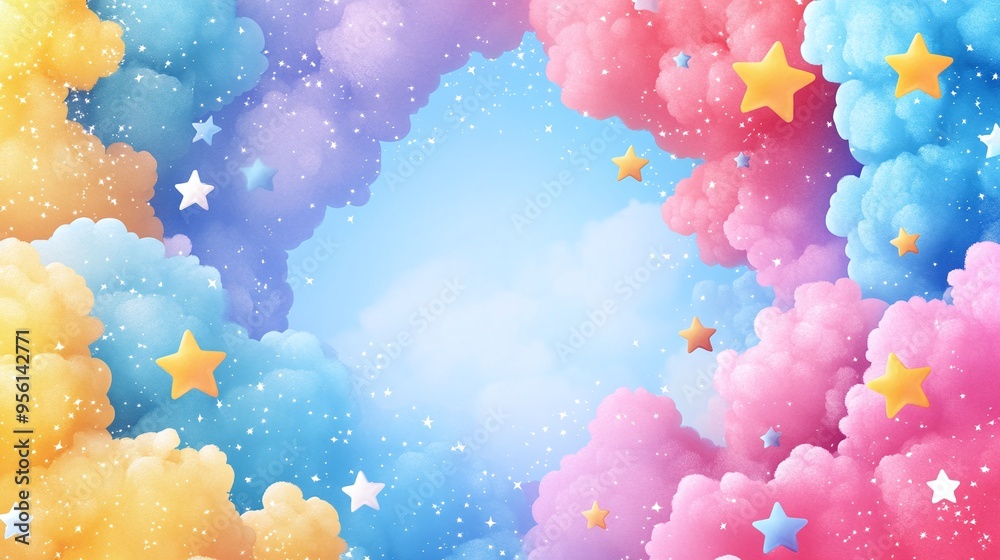 Dreamy Pastel Clouds with Stars Background Dreamy Pastel Clouds with Stars Background