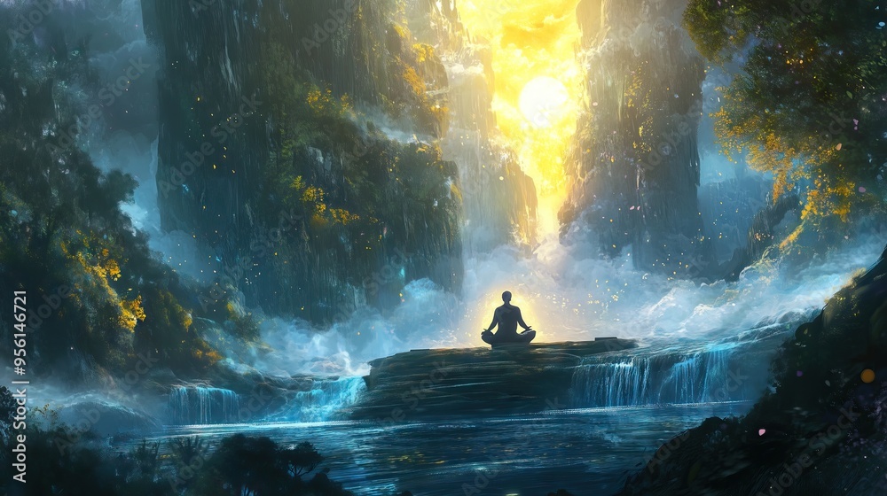 Meditating and observing the universe, enlightenment Meditating and observing the universe, enlightenment