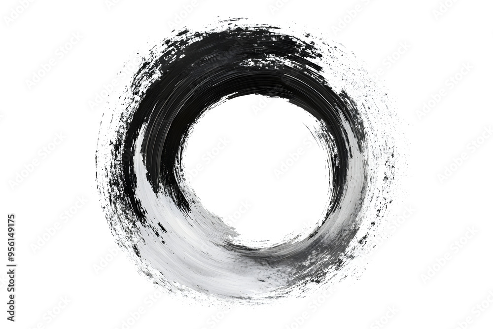 Silver and black brush stroke circle frame isolated on white background Silver and black brush stroke circle frame isolated on white background