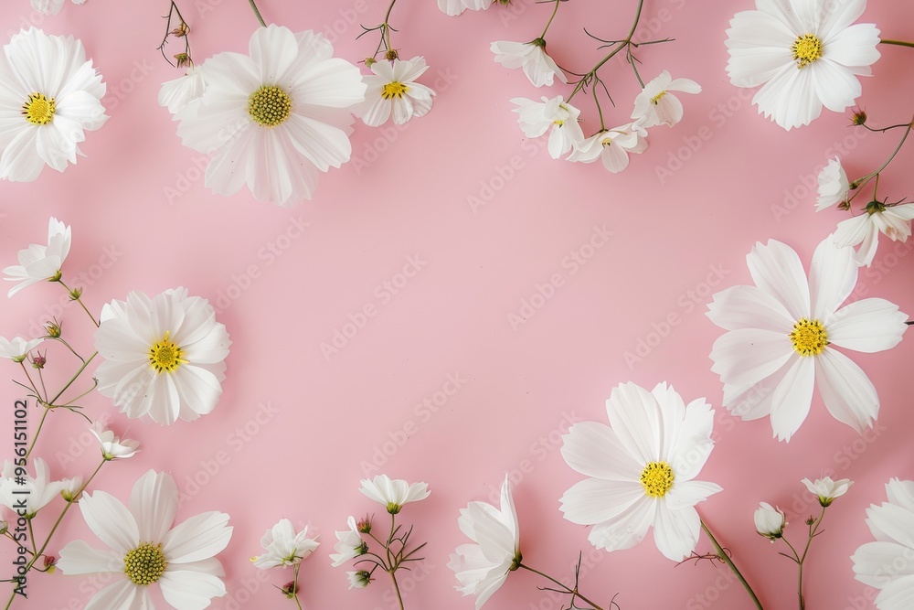 A pink background with a large white flower arrangement A pink background with a large white flower arrangement