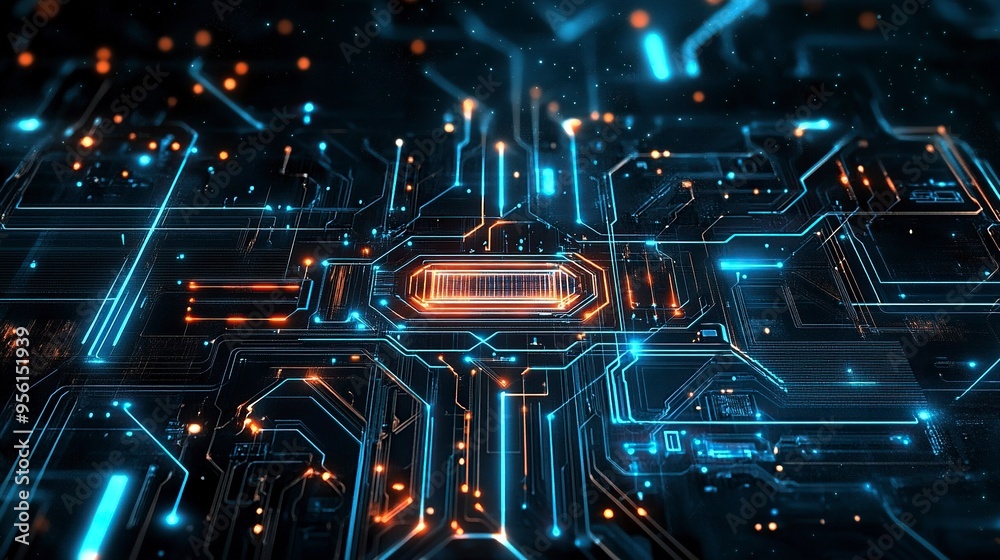 2d illustration Abstract futuristic electronic circuit technology background generative ai 2d illustration Abstract futuristic electronic circuit technology background generative ai