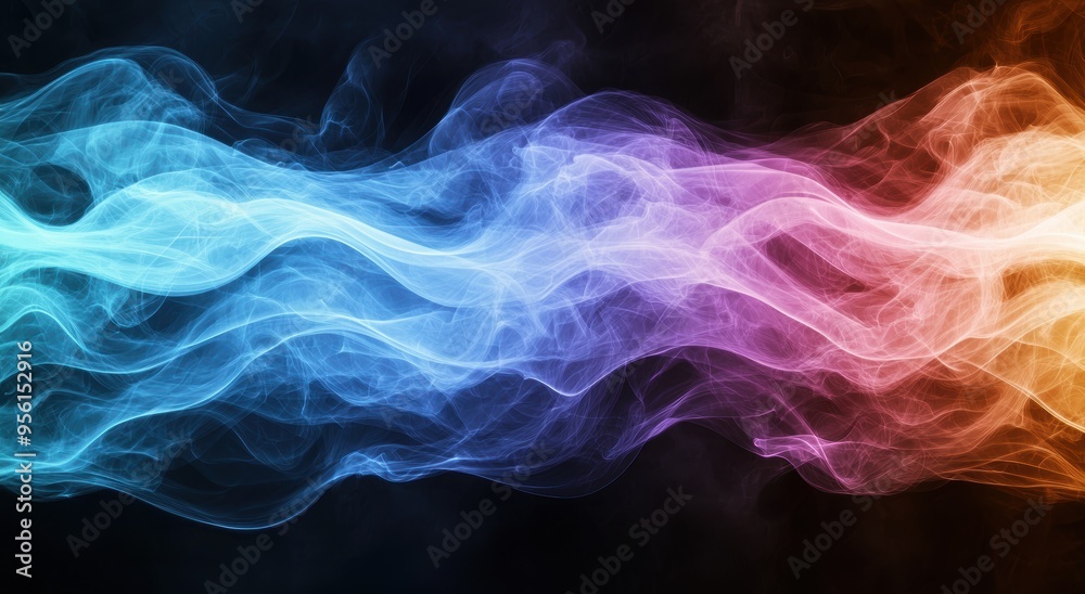 Colorful smoke swirls and waves Colorful smoke swirls and waves