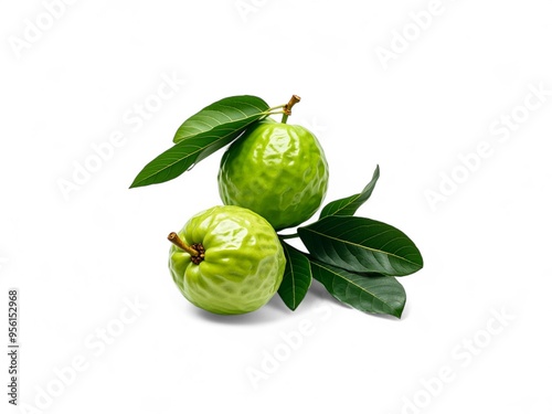 Wallpaper Mural guava and leaves isolated on white background. Torontodigital.ca