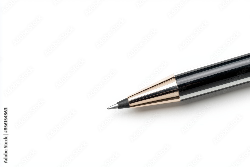 Elegant black and gold pen on white background Elegant black and gold pen on white background