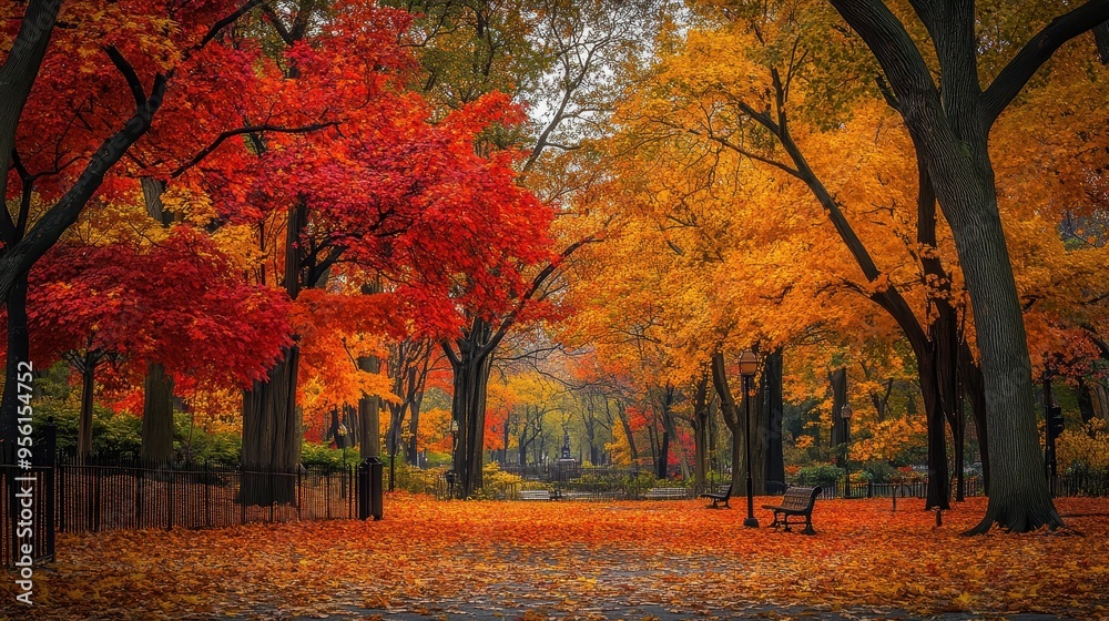 A park scene bursting with fall colors, with trees in shades of red, orange, and yellow creating a beautiful autumn tapestry --ar 16:9 --v 6.1 Job ID: 601aa658-b498-4bd7-a8ce-89772ada125e A park scene bursting with fall colors, with trees in shades of red, orange, and yellow creating a beautiful autumn tapestry --ar 16:9 --v 6.1 Job ID: 601aa658-b498-4bd7-a8ce-89772ada125e