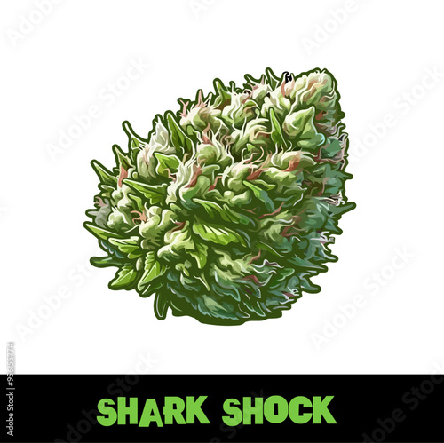 Vector Illustrated Shark Shock Cannabis Bud Strain Cartoon