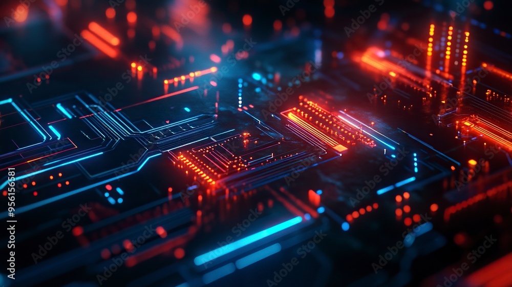 2d illustration Abstract futuristic electronic circuit technology background generative ai 2d illustration Abstract futuristic electronic circuit technology background generative ai