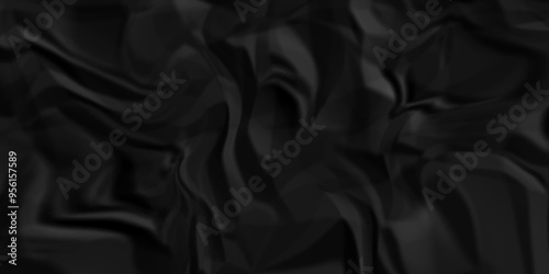crumpled texture of dark black wrinkle chaotic paper. old crumple black paper sheet abstract shape background space for text.	
