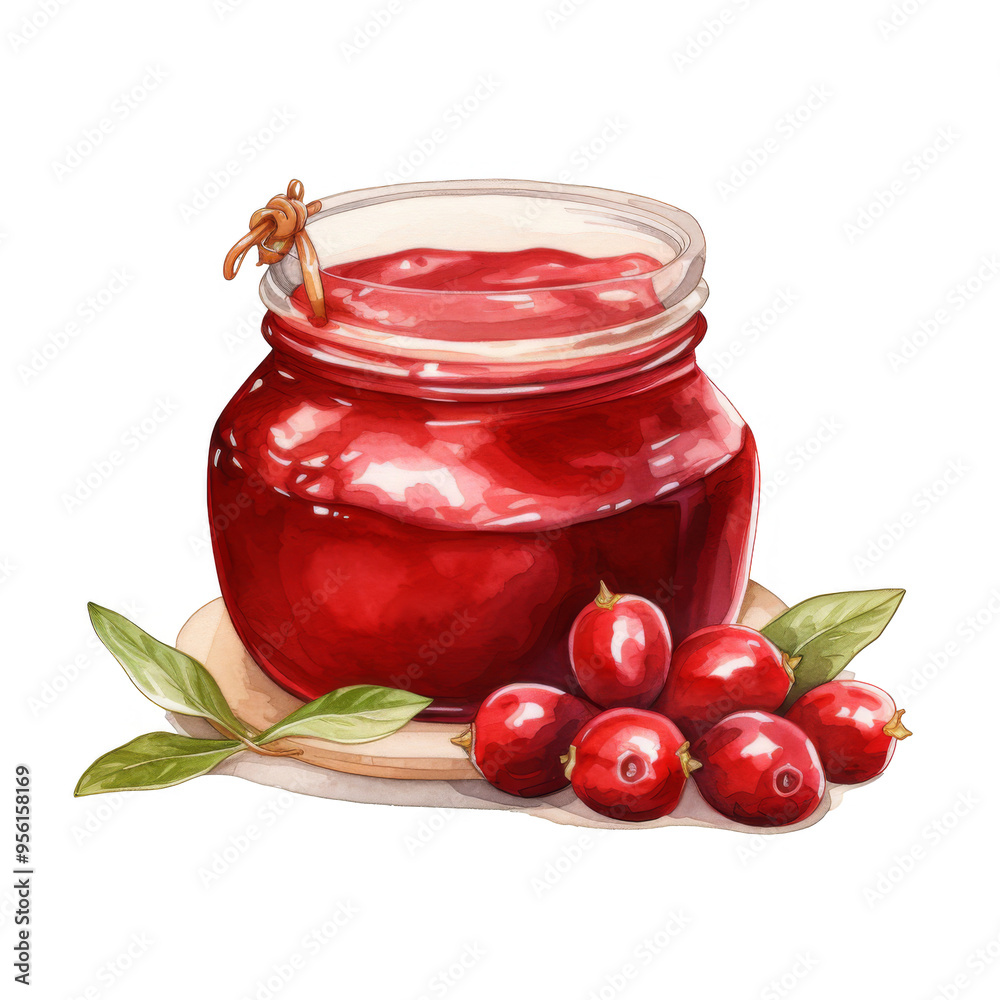 Watercolor Cranberry Sauce Isolated on a Transparent Background Watercolor Cranberry Sauce Isolated on a Transparent Background