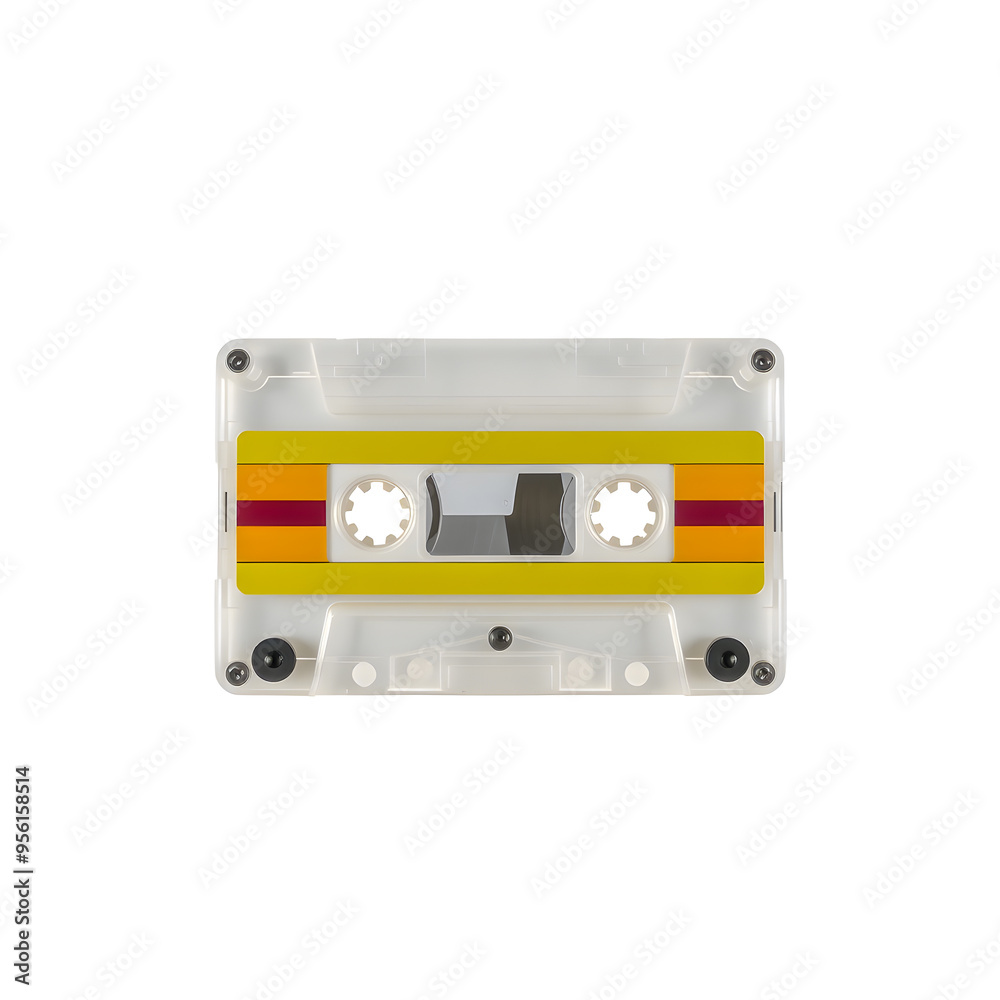 Fototapeta premium Cassette tape isolated on white background. Clipping path included.