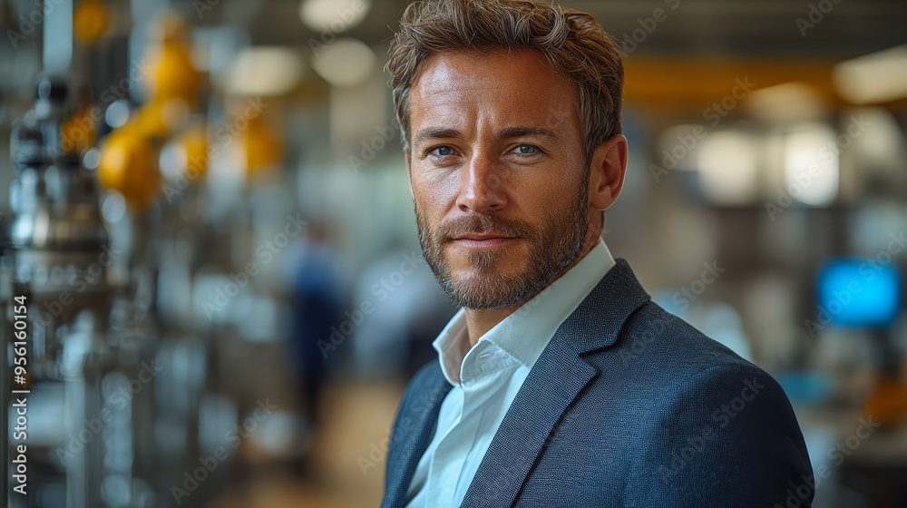 Confident Businessman in Industrial Setting Confident Businessman in Industrial Setting