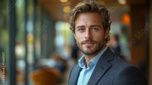 Handsome Businessman Portrait in Office Building