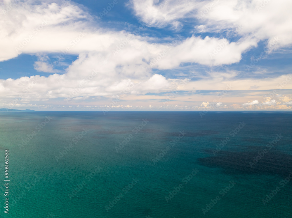 Drone view Beautiful clouds blue sky over sea in high season at Phuket Thailand Drone view Beautiful clouds blue sky over sea in high season at Phuket Thailand