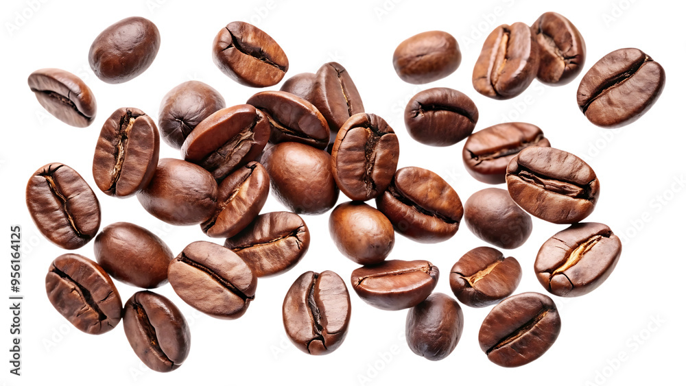 Scattered coffee beans transparent background, png Scattered coffee beans transparent background, png