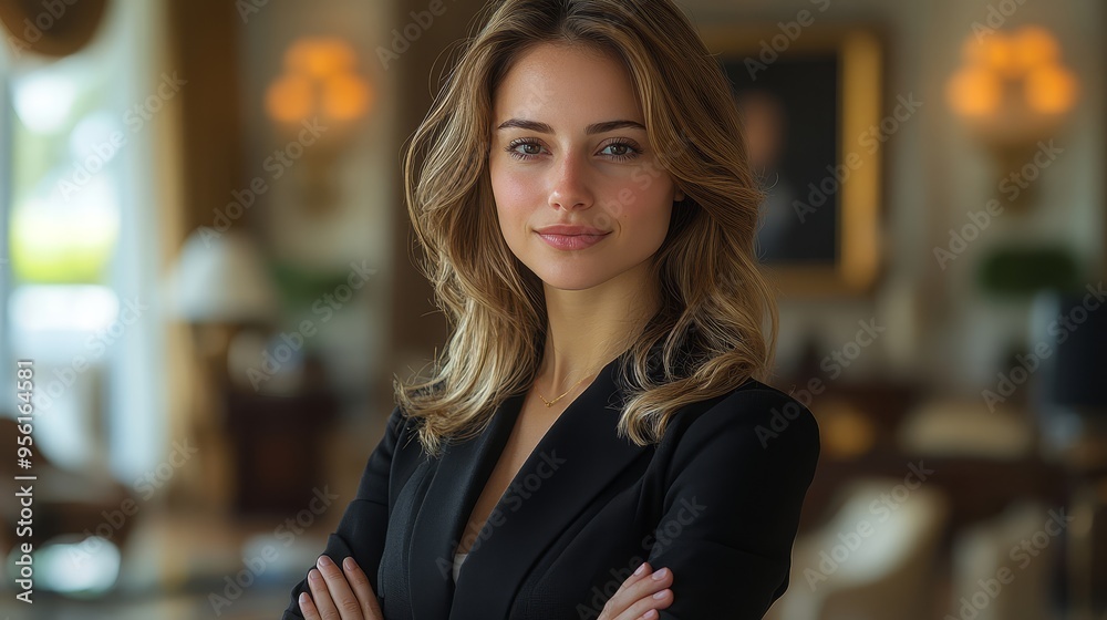 Confident Businesswoman in Black Blazer Portrait Confident Businesswoman in Black Blazer Portrait