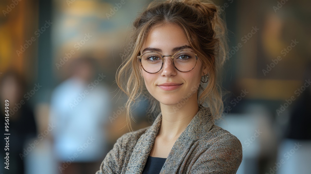 Portrait of a Young Woman with Glasses Smiling Confidently Portrait of a Young Woman with Glasses Smiling Confidently