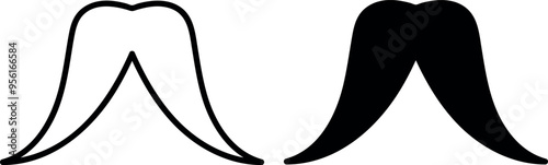 Mustache Silhouette and Outline Vector 