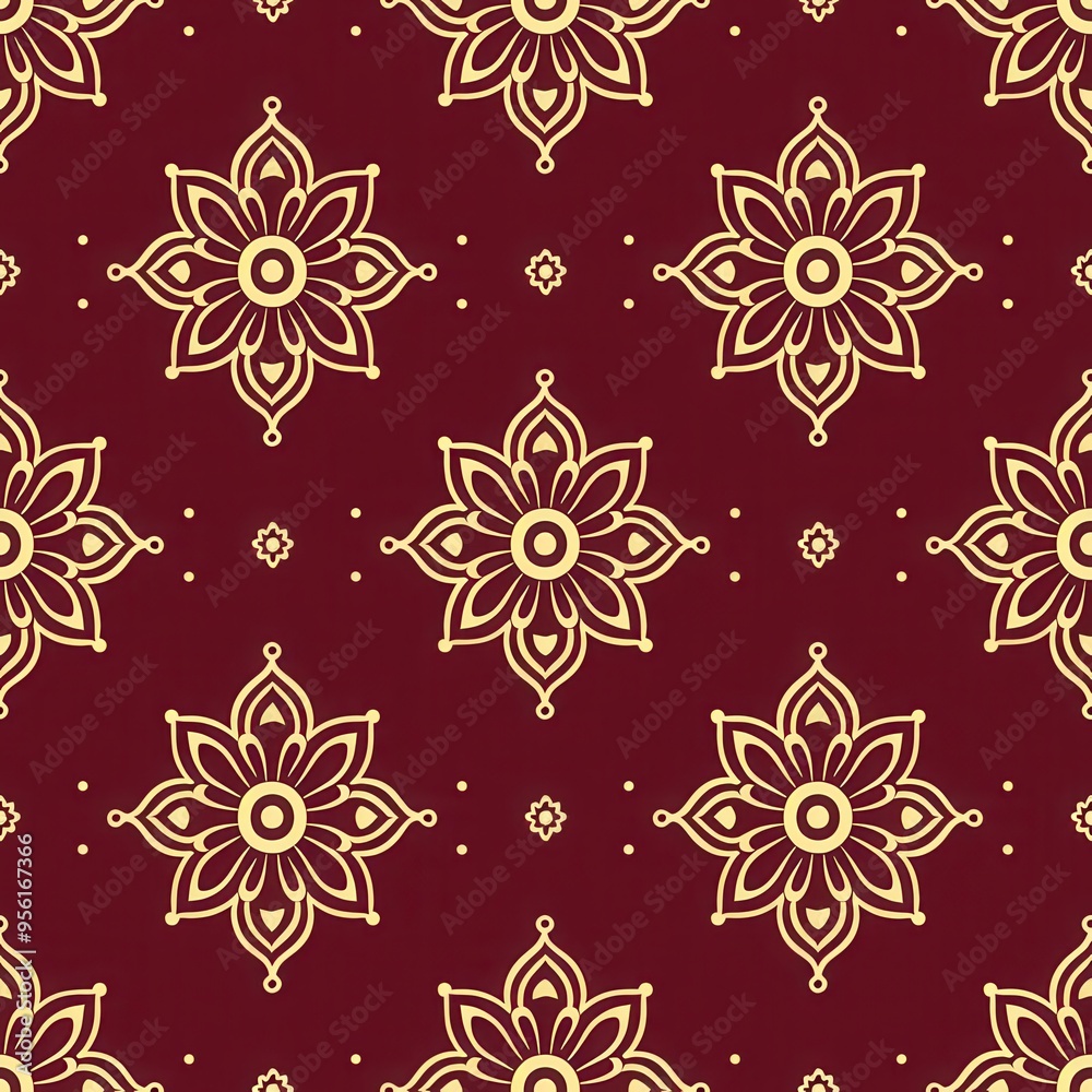 Gold and Burgundy Floral Pattern Seamless Background Gold and Burgundy Floral Pattern Seamless Background