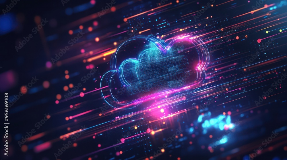 Naklejka premium Cloud Technology Design Template