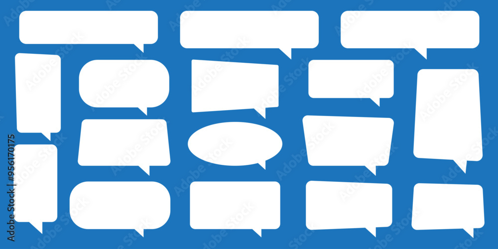 Blank empty speech bubbles. Speak bubble balloon, cartoon chatting box, message box. Blank empty speech bubbles. Speak bubble balloon, cartoon chatting box, message box.
