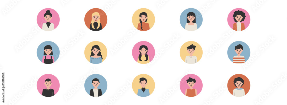 People Avatar Character flat illustration set. Vector art illustration isolated transparent background People Avatar Character flat illustration set. Vector art illustration isolated transparent background