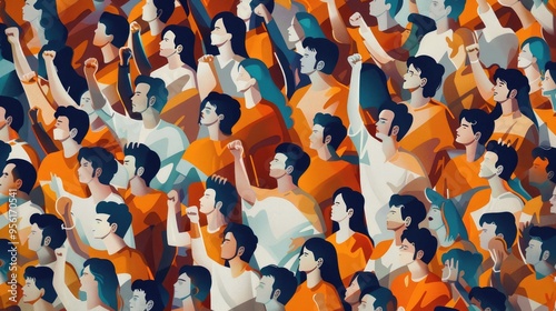 A Crowd of People Raising Their Fists in Unity