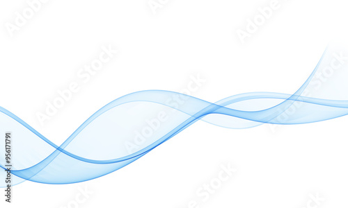 Abstract transparent wave, design element. Flow of wavy lines in blue