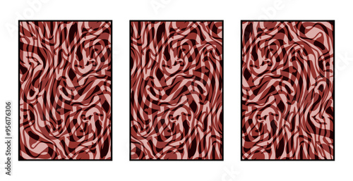Set of 3 Abstract pattern. Illustration for printing on wall decorations. For use in graphics.