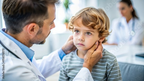 Doctor Examining A Child'S Throat At A Medical Checkup. photo