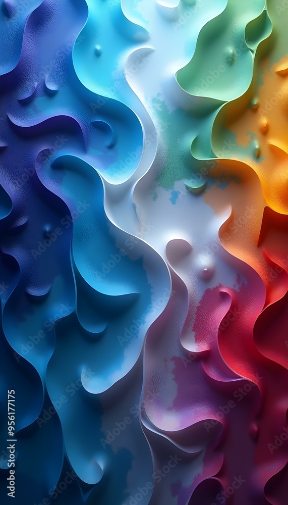 Colorful abstract background composed of radiant, flowing shapes in shades Colorful abstract background composed of radiant, flowing shapes in shades