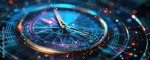 Wallpaper Mural Close-up of compass overlayed on cityscape background. Torontodigital.ca