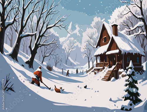 winter landscape with trees and snow