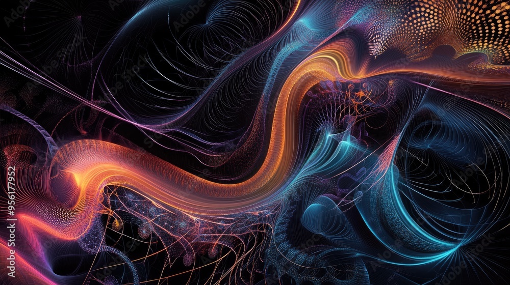 Abstract line art illustration showcasing a graphic composition in fractal digital style Ideal for enhancing your business visuals Abstract line art illustration showcasing a graphic composition in fractal digital style Ideal for enhancing your business visuals