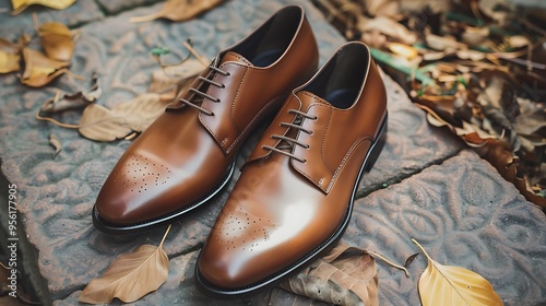 On the brown the outside silky brown shoes made of leather