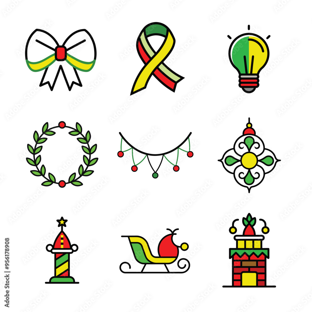 Naklejka premium set of christmas icons